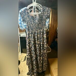 SHEIN VCAY Off Shoulder Ditsy Floral High Split Dress